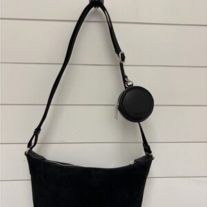 Coach Small Finn Black Convertible Shoulder Bag with Round Detachable Coin Pouch